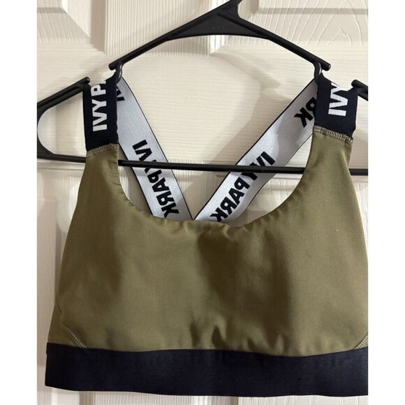 Ivy Park Olive Green Adidas Logo Band Racerback Sports Bra Size Small - Picture 1 of 6